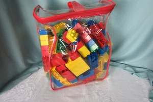 Lego Duplo Large Building Blocks Colorful 5 lbs Snaitized Clear Vinyl Storage - Picture 1 of 2