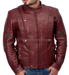 Guardians of the Galaxy STARLORD Chris Pratt Red GENUINE HALOWEEN Leather Jacket - Picture 1 of 9