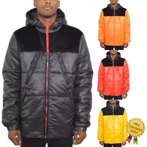 Men's Down Padded Jacket Two Tone Coat Winter Puffer Hooded Outerwear USA Size - Picture 1 of 18