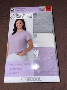 32° Women's Short Sleeve T-Shirt 3Pk Medium Relaxed Fit Tagless White Grey Lilac - Picture 1 of 1