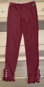 Matilda Jane Friends Forever Jacquline Leggings Maroon Pin Dot Buttons SZ 10 - Picture 1 of 5