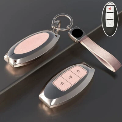 For Nissan X-Trail Tiida 370Z Rogue Altima Zinc Alloy Leather Car Key Case Cover - Image 1 of 4