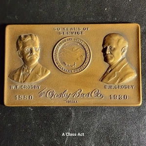 1880-1930 The Crosby Bros Co Topeka "50 Years Of Service" Bronze Plaquette B2125 - Picture 1 of 4