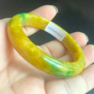 Certified yellow Green 53.5mm Natural Grade A Burma jadeite Bangle Bracelet 5502 - Photo 1/6