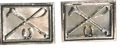 Gemelos Polo Swank Plata Madreperla Herradura Mazo Cultivo Ecuestre 1" Foto 1 de 4