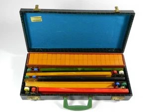 Vintage Art Deco Butterscotch Bakelite Mahjong Mah Jongg Set 162 Tiles 5 Trays - Picture 1 of 21