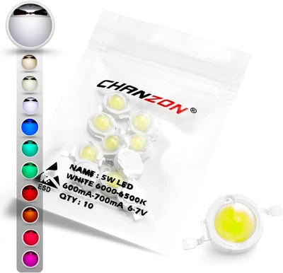 10 Pcs High Power Led Chip 5W White (6000K - 6500K / 600Ma - 700Ma / DC 6V - 7V - Image 1 of 4