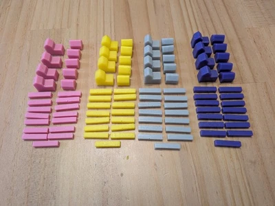 Settlers Of Catan - 10 player expansion meeples (pink, yellow, gray, purple) NEW - Image 1 of 2