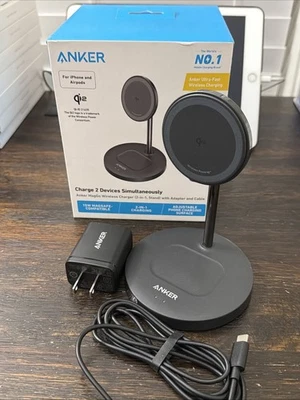 Anker MagGo 2-in-1 Charging Station 15W Qi2 Wireless MagSafe Charging B2544 USED - Image 1 of 4