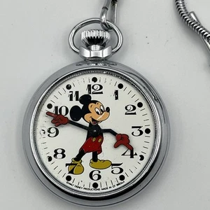 Reloj Bolsillo Mickey Mouse Vintage Walt Disney Productions Hecho en Gran Bretaña - Imagen 1 de 9