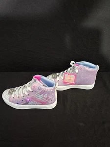 Skechers Twinkle Toes Light Up Girls Shoes Kids Size 1 Lavender Gliter Glitz - Picture 1 of 10
