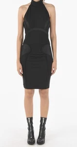 DIESEL D-ELIGHT Mesh Detailed Bodycon Dress Halter Neckline Black size L - Picture 1 of 11