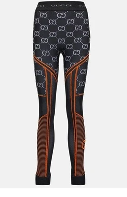 Gucci GG Jacquard Leggings Pants Black/Orange Size S 689203 NWT $920 - Image 1 of 4