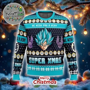 A Very Saiyan Christmas Dragon Z Xmas Ball Ugly Christmas Sweater - Picture 1 of 2