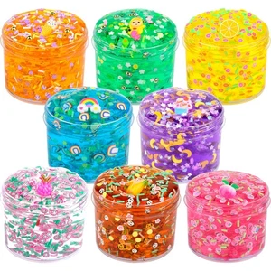 8 Confezioni Jelly Crunchy Slime Kit,Non Adesivo,Super Morbido Fanghi Giocattolo,Regali Compleanno - Foto 1 di 5
