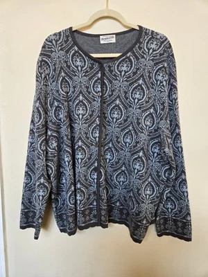 Pendleton Plus Women's Merino Wool Sweater Cardigan Sz 3x Gray Blue Office - Image 1 of 4