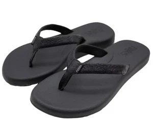 New Flojos Women's Flip Flops Sandals Slip On Comfort Black Artisan Size 7 M US - Photo 1 sur 6
