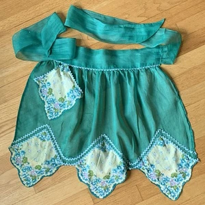 Delantal Vintage Verde Transparente Floral Cocina Medio Delantal Rick Rack * LEER * - Imagen 1 de 9
