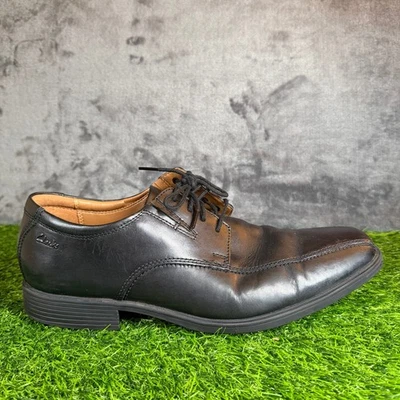 Clarks Black Leather Lace Up Oxford Dress Shoes Tilden Walk Mens Size 9.5 US - Image 1 of 4
