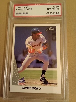 1990 LEAF Sammy Sosa #220 Graded PSA 8 Rookie Baseball Card RC - Image 1 of 2