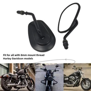 8MM Tapered Motorcycle Rearview Side Mirrors For Harley Sportster 883 XL883C - Picture 1 of 14