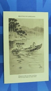 Reg Carter Comic Postkarte 1930er Ruderboot BBW Fat Lady BOOTFAHREN IN LAKELAND - Bild 1 von 2