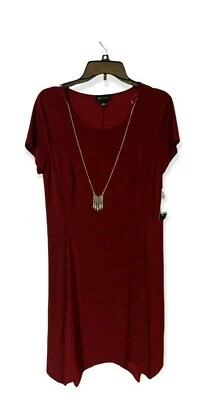 AB STUDIO Dress Shift Stretch Burgundy Necklace Asymmetrical Career NEW Large - Image 1 of 4