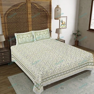 Indian Mandala Cotton Jaipur Jaal Diesign Bedsheet With 2 Pillow Cover - Picture 1 of 36
