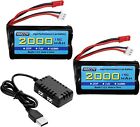7.4V 2000mAh 15C 2S JST 2P Plug Lipo Battery with 2 in 1 Charger for UDIRC