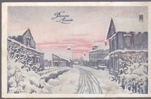 BONNE ANNÉE Paysage de Neige CPA écrite par Gaston FUSTIER à Oncle Tante 1900-10 - Picture 1 of 2