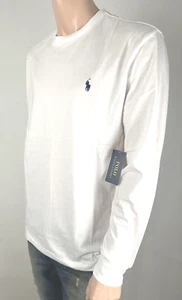 Polo Ralph Lauren Para Hombre M Calce Clásico Jersey Manga Larga Camiseta Blanca NUEVA $65 - Imagen 1 de 10