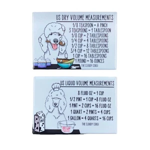 White Standard Poodle Dog Measuring Chart Magnets Kitchen Cooking Baking Guide - Picture 1 of 12