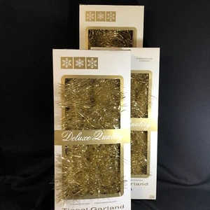 Nuevo de Lote Antiguo 3 Cajas Navidad DORADO 4" Ancho Oropel Guirnalda 25 Pies Cada MCM @6 - Imagen 1 de 7