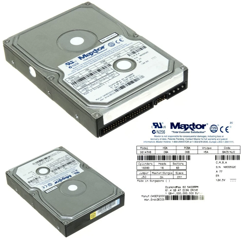 HDD Maxtor 96147H8 61.4GB Ata 5400RPM 2MB 3.5'' - Immagine 1 di 3
