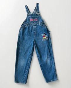 Vintage 90s Mickey And Co Kids 14 Overalls Embroidered Disney Denim Carpenter - Picture 1 of 9