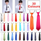 Boys Classic Satin Elastic Neck Tie for Wedding Prom School Children Solid Color