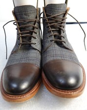 TAFT SHOES JACK LONDON LEATHER BOOTS 42 LIMITED EDITION GREY PLAID BROWN