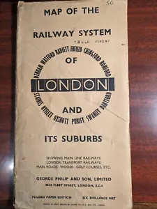 Map of the Railway System of London and its Suburbs Vintage foldout map - Picture 1 of 4