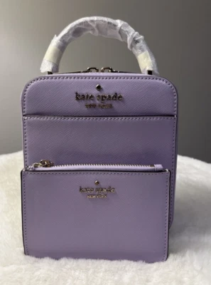 NUEVO CON ETIQUETAS Cartera Bandolera Kate Spade Daisy Vanity + Tarjetero Lila Escarcha Foto 1 de 4