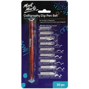 Mont Marte Signature Calligraphy Dip Pen Set 9 Nibs Includes Wooden Dip Pen H... - Picture 1 of 6