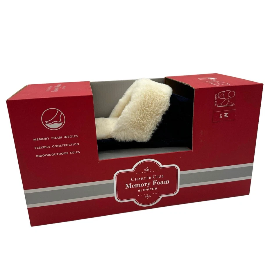 Zapatillas sin cordones Macys Charter Club azul marino de espuma viscoelástica SLF9964APL piel sintética 7/8 Foto 1 de 4