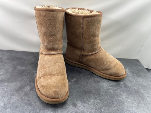 Stivali UGG Australia donna 7 M scarpe classiche marrone scamosciato pelliccia shearling stivaletto medio