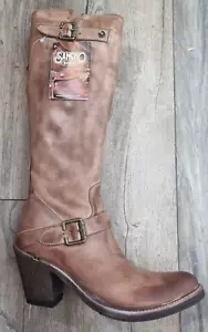 👢 Sancho Women's Cowboy Biker Boots TR9549 - Genuine Leather Western Boots 👢 - Picture 1 of 4