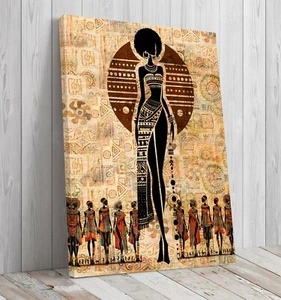 African Lady Decorative illustration mounted canvas ready to hang - Picture 1 of 6