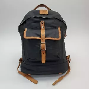 Will Leather Goods Mens Black Buckle Closure Leather Wax Coated Canvas Dome Back - Picture 1 of 12