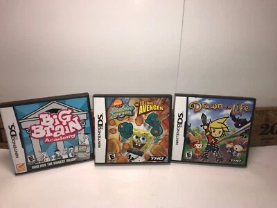 ( Nintendo DS) Kids Lot Sponge Bob Square Pants Big Brain Academy Drawn To Life  - Image 1 of 4