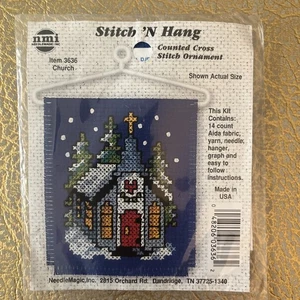 NEW! NMI Christmas #3636 “CHURCH” Stitch 'N Hang Ornament counted Cross-stitch - Picture 1 of 1