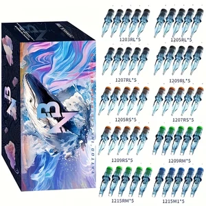 Agujas cartucho de tatuaje de ballena azul Needle Bee 50 piezas, RL/RS/RM/M1 - Imagen 1 de 7