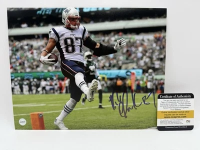 Foto firmada por Rob Gronkowski de los New England Patriots 8x10 certificado profesional certificado de autenticidad campeón de la NFL Foto 1 de 4