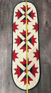 Handcrafted Quilted Table Runner Topper Ohio Star WINTER AMERICANA Reversible 48 - Picture 1 of 6